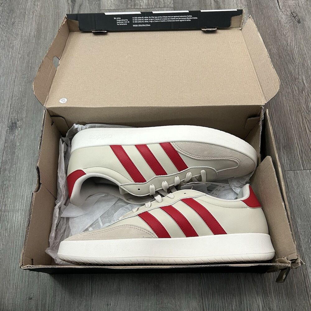 Men’s Shoes Size 13 Adidas Barreda Tan Red Leather Suede Sneakers Athletic